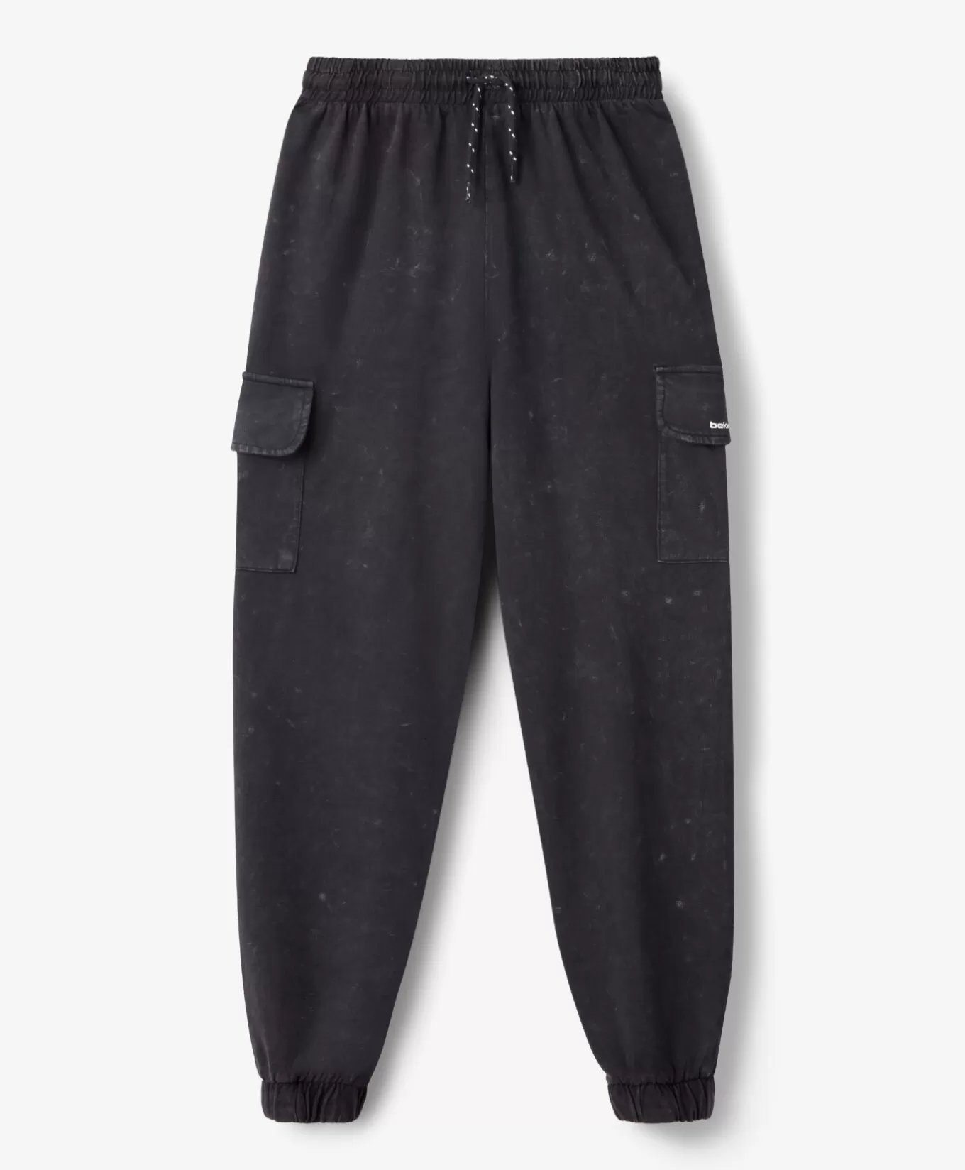 Pepco Spodnie sportowe dziewczęce z efektem acid wash Bekkin 100% bawełny czarne